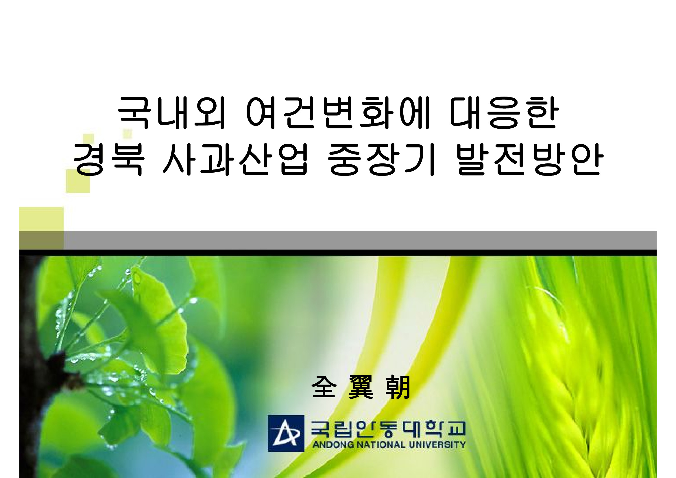 국내외여건변화에 대응한 경북사과산업 중장기 발전방안 연구